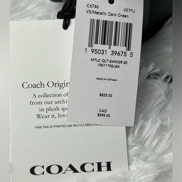 NEW/NWT COACH Quilted Swinger 20 - Metallic Dark Green - Picture 13 of 16